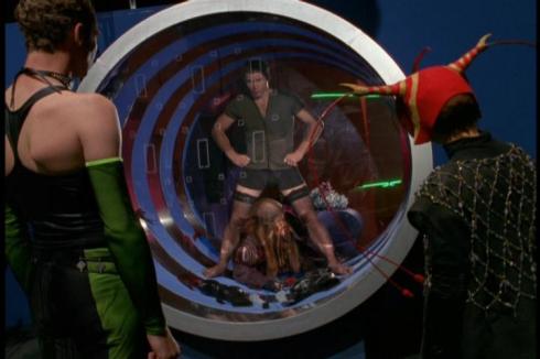 John Crichton stars as Frankenfurter in an off-galaxy production of the Rocky Horror Picture Show..