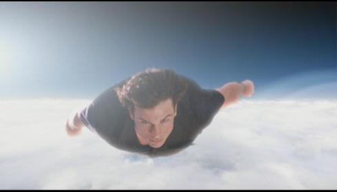 He's flying!  He's flying!  AND he's going to forget how to by the end of this episode, right?  Yeah, I figured.  